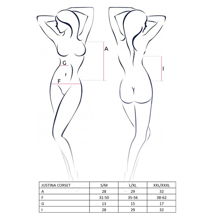 Корсет со стрингами Passion JUSTINA CORSET черный, S/M