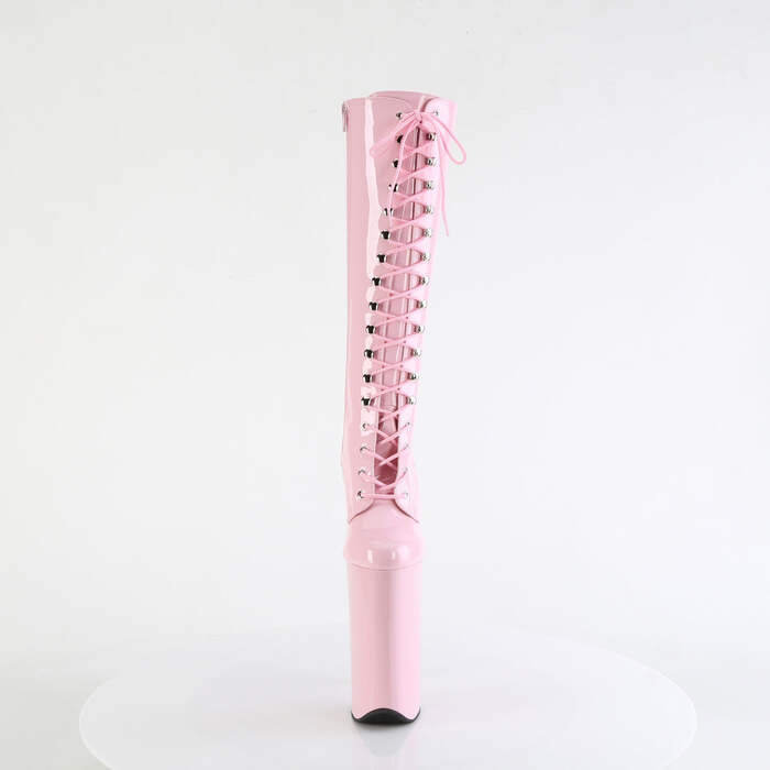 Boots Beyond-2020 * Каблук 10 дюймов, высота 6 1/4 дюйма, высокие сапоги до колена, шнуровка спереди, молния сбоку, нежно-розовый