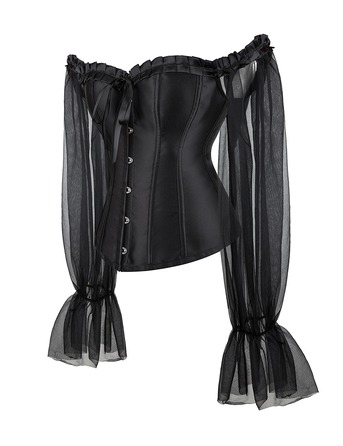 Корсет с рукавами Star Night 12 Plastic Bones на завязках лентах, черный, XS