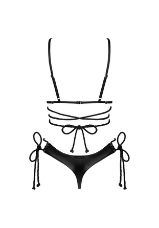 Комплект Obsessive Cordellis з відкритим доступом і філіжанками, чорний, O/S