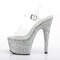 Босоніжки Pleaser Adore-708HMG на підборах 7 дюймів, з ремінцем на щиколотці 2 3/4 дюйма, прозорі/сріблясті