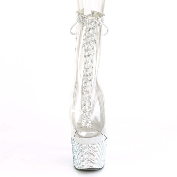 Ботильоны Bejeweled-1018C-2RS *Каблук 7 дюймов, 2 3/4 дюйма, открытый носок/пятка, ботильоны с RS, прозрачный/серебристый