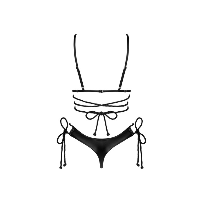 Комплект Obsessive Cordellis з відкритим доступом і філіжанками, чорний, O/S