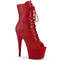 Чоботи Pleaser Adore-1021 *7 дюймів на підборах, 2 3/4 дюйма з відкритим носком, шнурівкою та блискавкою збоку, червоні, веганська шкіра/червоні
