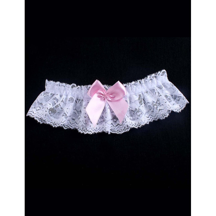 Білі підв'язки Star Night з рожевим бантом (без коробки)