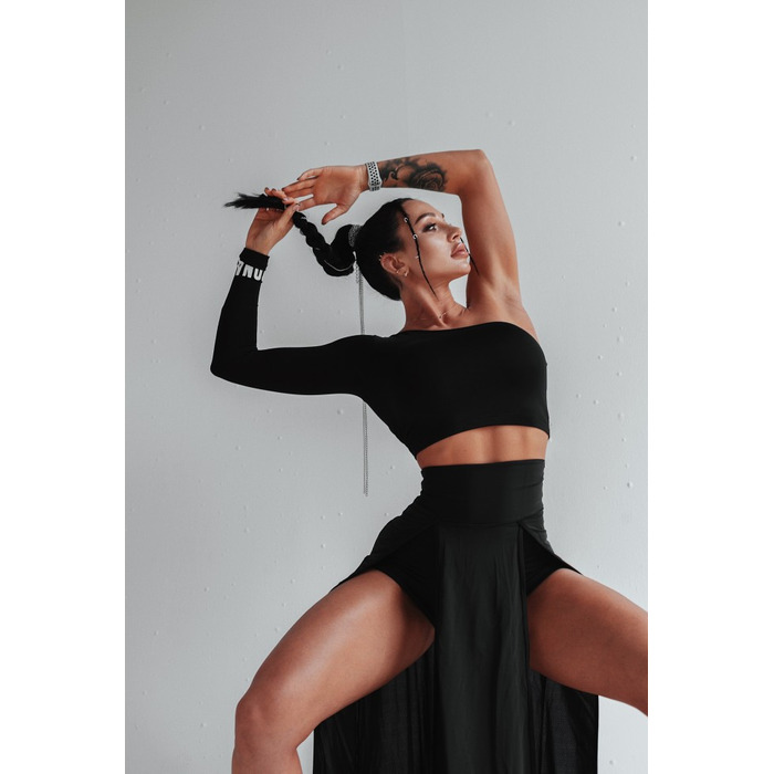 ТОП BLACK ONE SHOLDER TOP WITH LONG SLEEVES