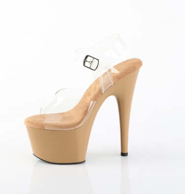 Босоніжки Adore-708 на підборах 7 дюймів, з ремінцем на щиколотці 2 3/4 дюйма, прозорі/ірискові