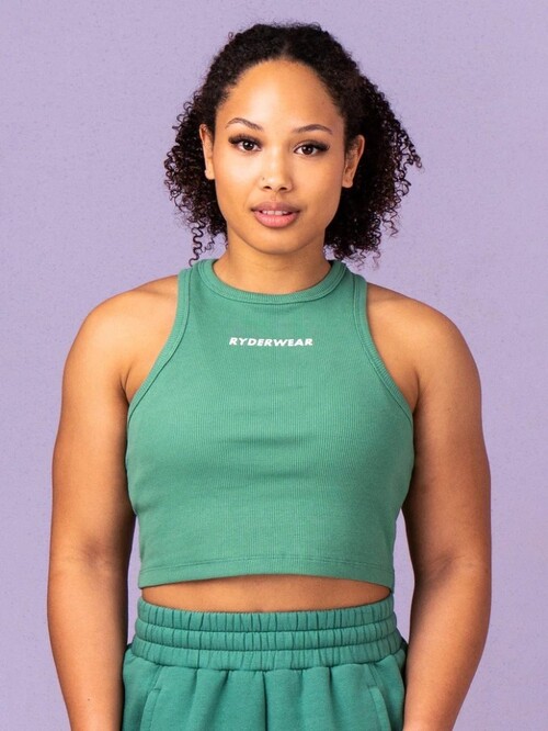 Майка Sideline Rib Crop Tank - Forest Green