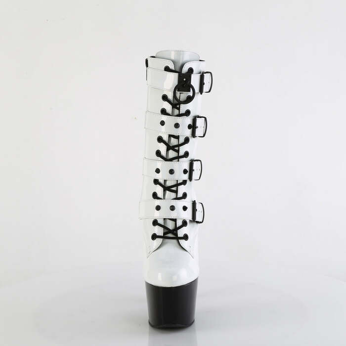 Чоботи Adore-1046TT *7 дюймів на підборах, 2 3/4 дюйма, двоколірні, зі шнурівкою, блискавка збоку, білі/чорні