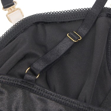 Чорний сексуальний оксамитовий комплект білизни Star Night з чокером та декоративною фурнітурою, L