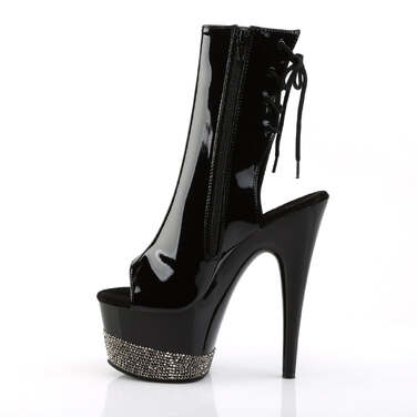 Чоботи Adore-1018-3 на підборах 7 дюймів, чоботи до щиколотки 2 3/4 дюйма з відкритим носком/п'ятою PF, чорні