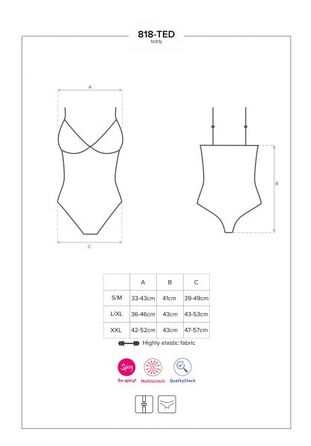 Боди Секси Obsessive 818-TED-1 Crotchless teddy ХXL