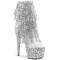 Чоботи Pleaser Bejeweled-1017RSF-7 на підборах 7 дюймів, 2 3/4 дюйма з відкритим носком/підбором, бахромою та RS, прозорі/сріблясті