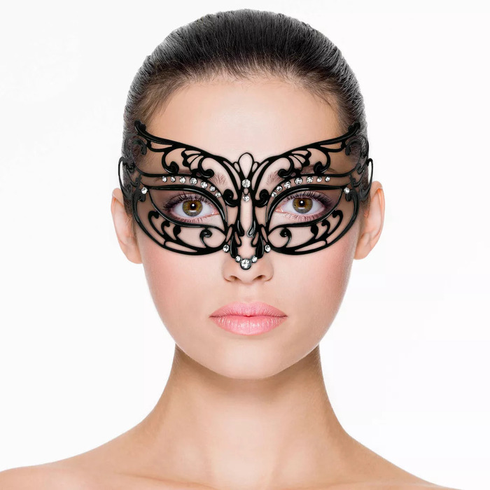 Маска венецианская Easytoys, металлическая, со стразами, черная