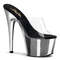 Шльопанці Pleaser Adore-701 на підборах 7 дюймів, хромовані шльопанці PF 2 3/4 дюйма, прозорі/сріблясті хромовані