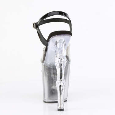 Босоножки Rapture-808T-1, каблук 8 дюймов, косточка, босоножкии с ремешком на щиколотке 4 дюйма, с рисунком черепа, омбре, цвет: дымчатый/черный