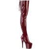 Сапоги Adore-3063, каблук 7 дюймов, высота 6 см, эластичные сапоги до бедра с застежкой-молнией сбоку, бордовый лакированный эластичный материал.