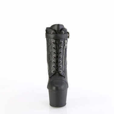 Чоботи Adore-700-05 *7 дюймів на підборах, черевики на шнурівці спереду 2 3/4 дюйма, збоку блискавка, чорні, веганська шкіра/чорний колір