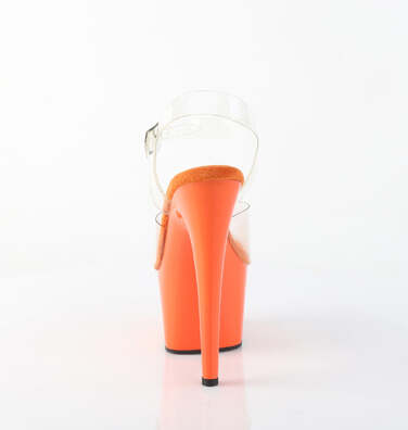 Босоніжки Adore-708 на підборах 7 дюймів, з ремінцем на щиколотці 2 3/4 дюйма, прозорі/помаранчеві