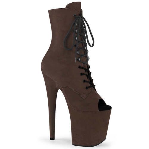 Ботинки Flamingo-1021FS *Каблук 8 дюймов, 4-дюймовый PF открытый носок, шнуровка, боковая молния, коричневый