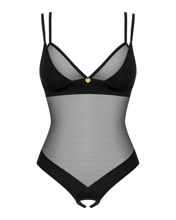 Боді з відкритим доступом Obsessive Nesari напівпрозоре, чорне, M-L