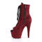Ботинки Pleaser Adore-1021FS *7-дюймовый каблук, 2 3/4-дюймовый PF-ботинок с открытым носком, шнуровкой, молния сбоку, бордовый