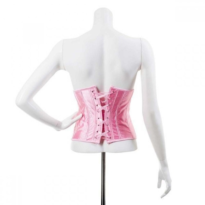 Корсаж под грудь эротический атласный, сзади со шнуровкой, розовый, L