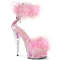 Босоніжки Pleaser Delight-624F на підборах 6 дюймів, босоніжки з хутра марабу 1 3/4 дюйма з манжетою на щиколотці, блискавка ззаду, прозорі/ніжно-рожеві