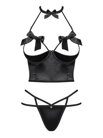Комплект Obsessive Delishya set 2-pcs black S/M