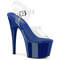 Босоножки Pleaser Adore-708, каблук 7 дюймов, ремешок на щиколотке шириной 2 3/4 дюйма, прозрачный/королевский синий