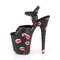 Босоніжки Pleaser Flamingo-809KISSES на підборах 8 дюймів, босоніжки з ремінцем на щиколотці 4 дюйми з принтом у формі губ, чорні, веганська шкіра