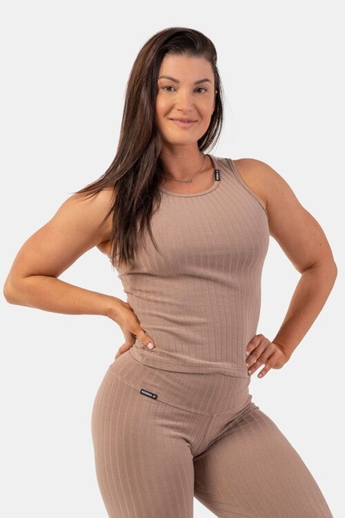МАЙКА ORGANIC COTTON RIBBED TANK TOP BROWN 414 Beige
