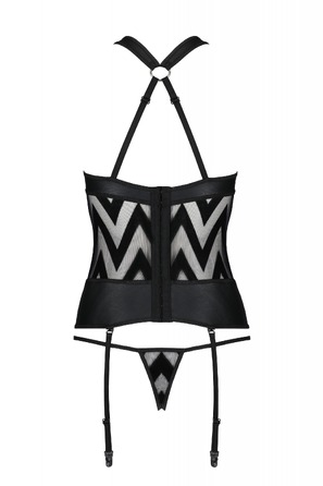 Корсет с геометрическим орнаментом и стринги HIMA CORSET black S/M - Passion