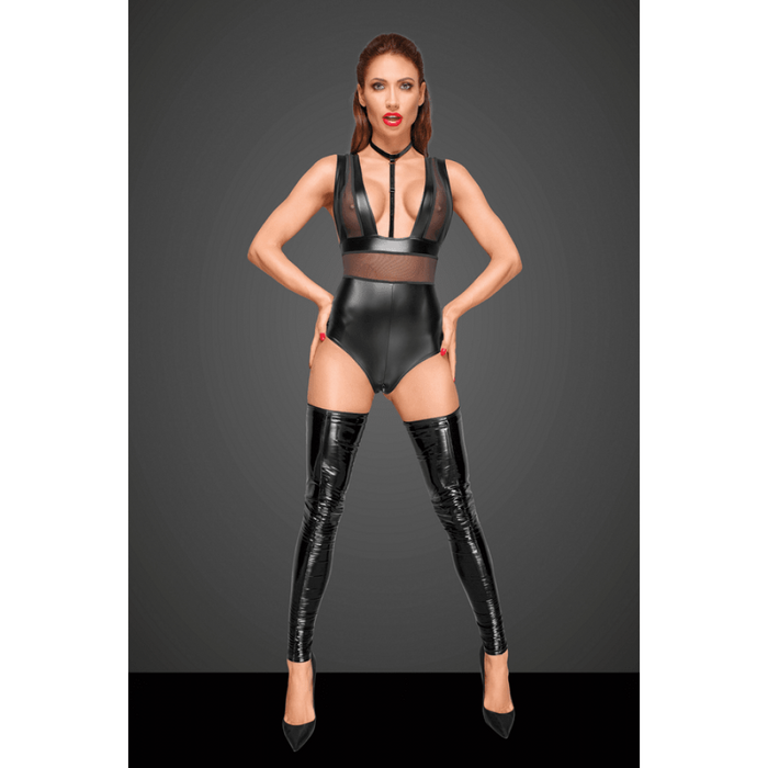 Боді сексуальний з вінілу F183 Noir Handmade XL