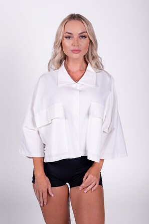 Сорочка Nebbia Boxy Cropped Shirt With Pockets White 598 UNI