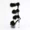 Босоніжки Pleaser Adore-728F *7 дюймів на підборах, 2 3/4 дюйма з хутра марабу PF, блискавка ззаду, прозорі/чорні