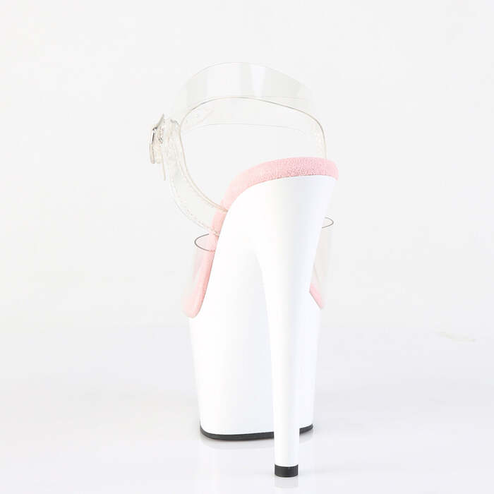 Босоніжки Adore-708 на підборах 7 дюймів, босоніжки з ремінцем на щиколотці 2 3/4 дюйма, рожеві/білі