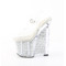 Босоніжки Pleaser Amaze-808SRS на танкетці 8 дюймів, босоніжки з ремінцем на щиколотці 3 1/2 дюйма з імітацією RS, прозорі/срібні стрази