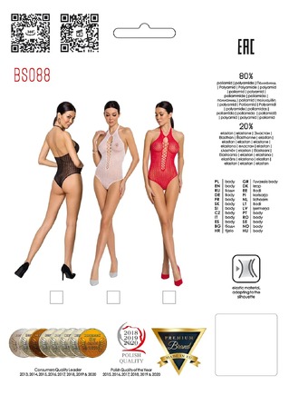 Боді BS088 з імітацією корсетного шнурівки, червоний