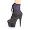 Чоботи Pleaser Adore-1020OMBG *7-дюймовий каблук, 2 3/4-дюймові черевики на шнурівці зпереду, збоку блискавка, фіолетові/чорні