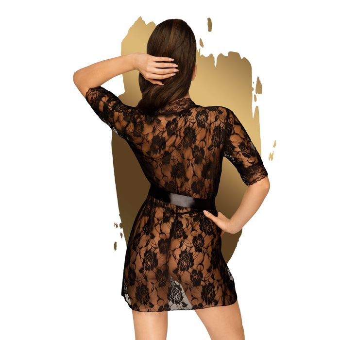 Мереживний халат Penthouse Sweet retreat black (S-L)