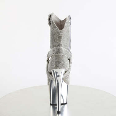 Ботильоны Adore-1029CHRS *Каблук 7 дюймов, высота 2 3/4 дюйма, декорированная подошва PF RS, молния сбоку, серебристый/серебристый хром