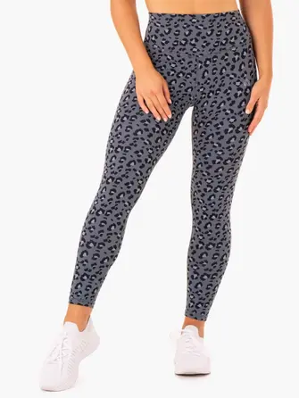 Леггинсы Ryderwear Hybrid Full Length Leggings - Steel Blue Leopard