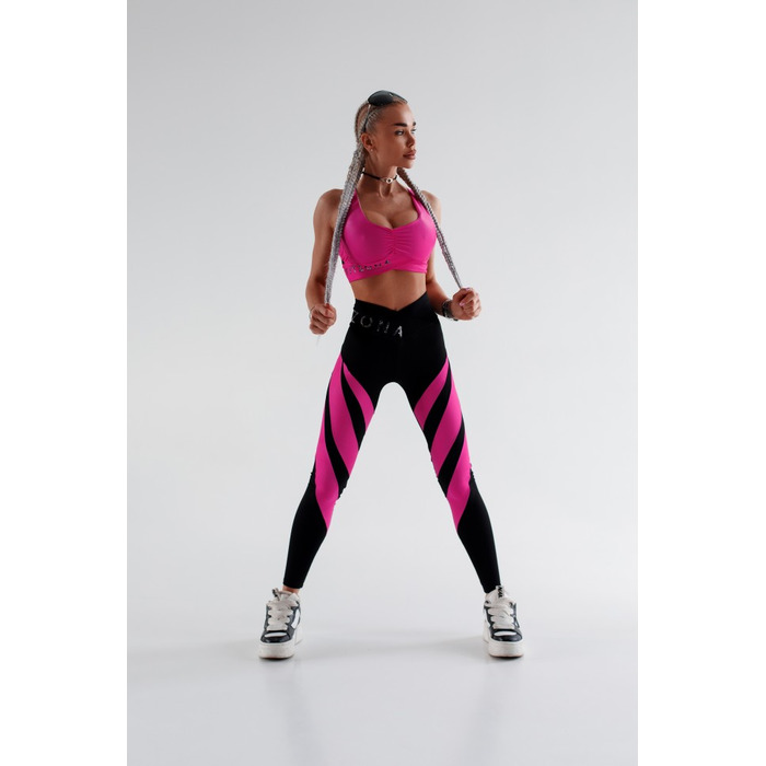 Легінси FZ Black V-Belt Leggings with Pink Shiny Inserts