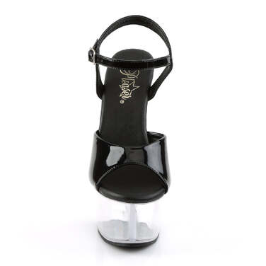 Босоніжки Aspire-609 на підборах 6 дюймів, ремінець на щиколотці 2 1/4 дюйма, веганські, чорні/прозорі