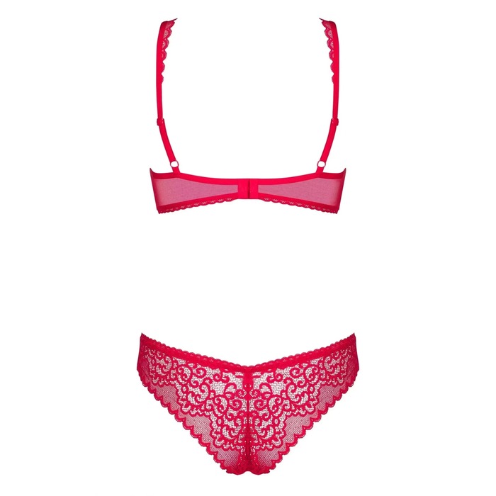 Комплект из двух частей из нежной сетки Obsessive ROUGEBELLE красный, L/XL