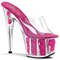 Шльопанці Pleaser Adore-701FL на підборах 7 дюймів, шльопанці з квітковим наповнювачем 2 3/4 дюйма, прозорі/рожеві