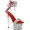 Босоножки Pleaser Sky-327RSI *Каблук 7 дюймов, манжета на щиколотке 2 3/4 дюйма, босоножкии с PF-застежкой, молния сзади, серебристо-красные