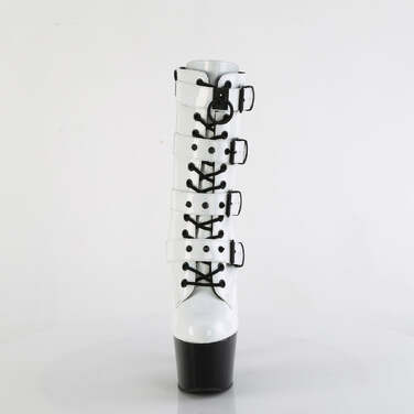 Чоботи Adore-1046TT *7 дюймів на підборах, 2 3/4 дюйма, двоколірні, зі шнурівкою, блискавка збоку, білі/чорні