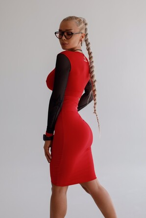 Топ Fitzona RED TOP WITH TULE LONG SLEEVES